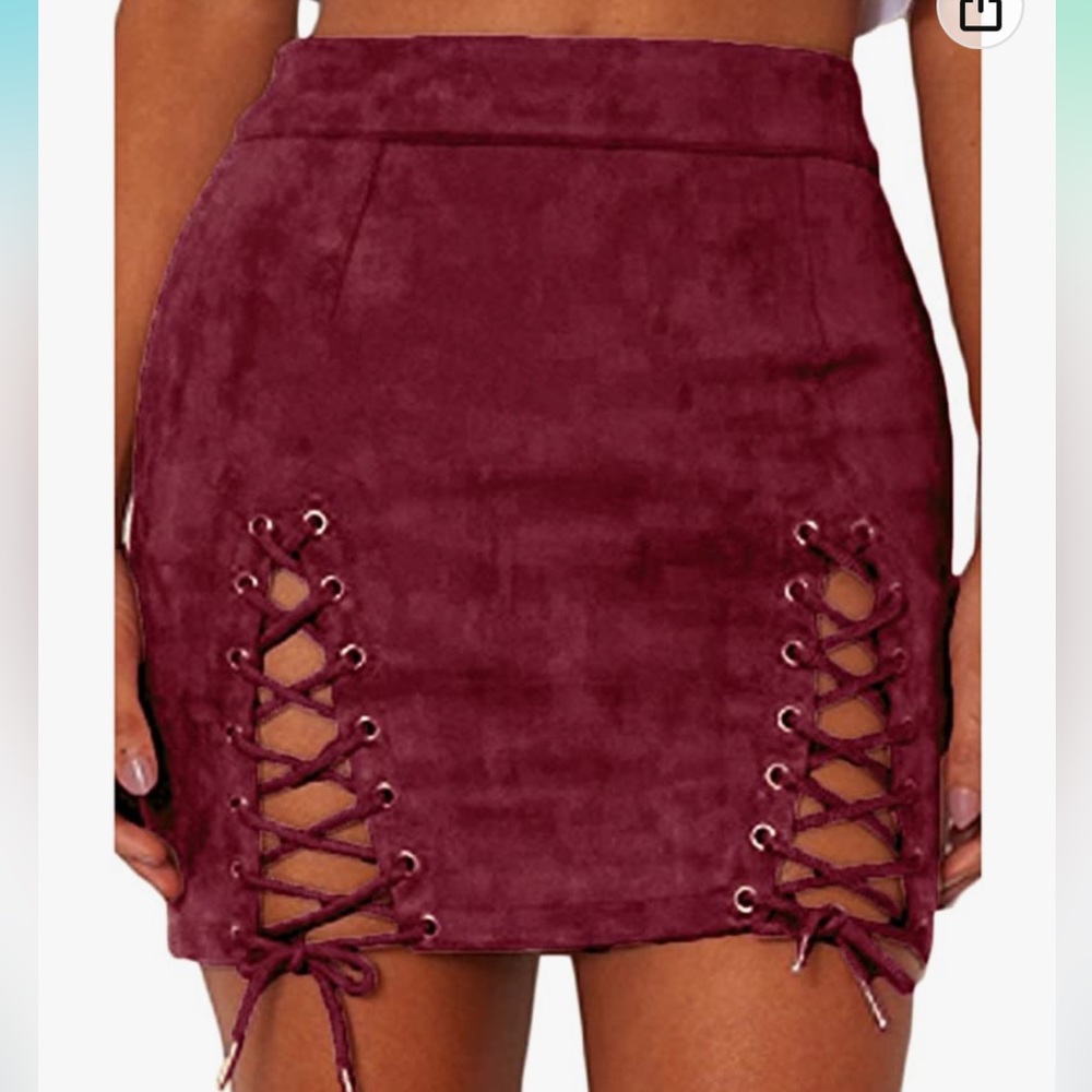 Lace up mini skirt